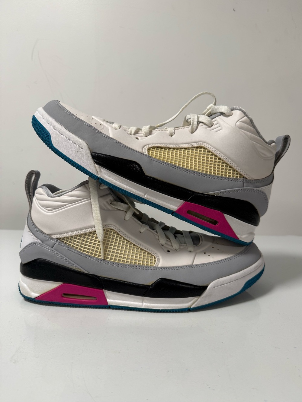Nike Air Jordan Flight sneakers in white, grey, black and magenta